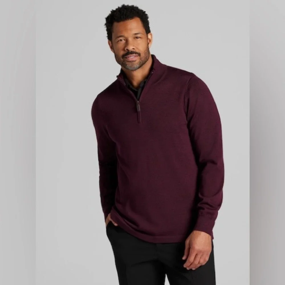 Joseph Abboud Extra‎ Fine Merino Wool Sweater in Deep Burgundy